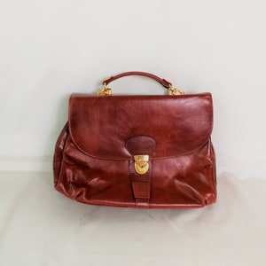Sac à main vintage en cuir marron cognac sac porte-documents femme sac à main rétro