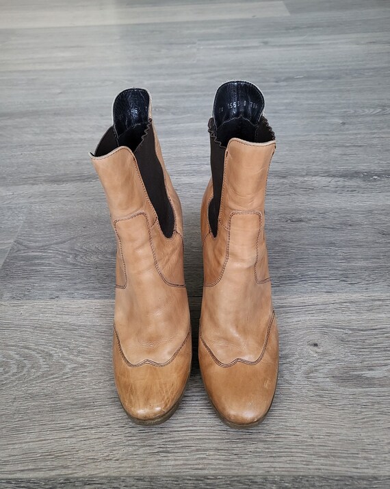 vintage brown leather women ankle heeled wingtip … - image 3