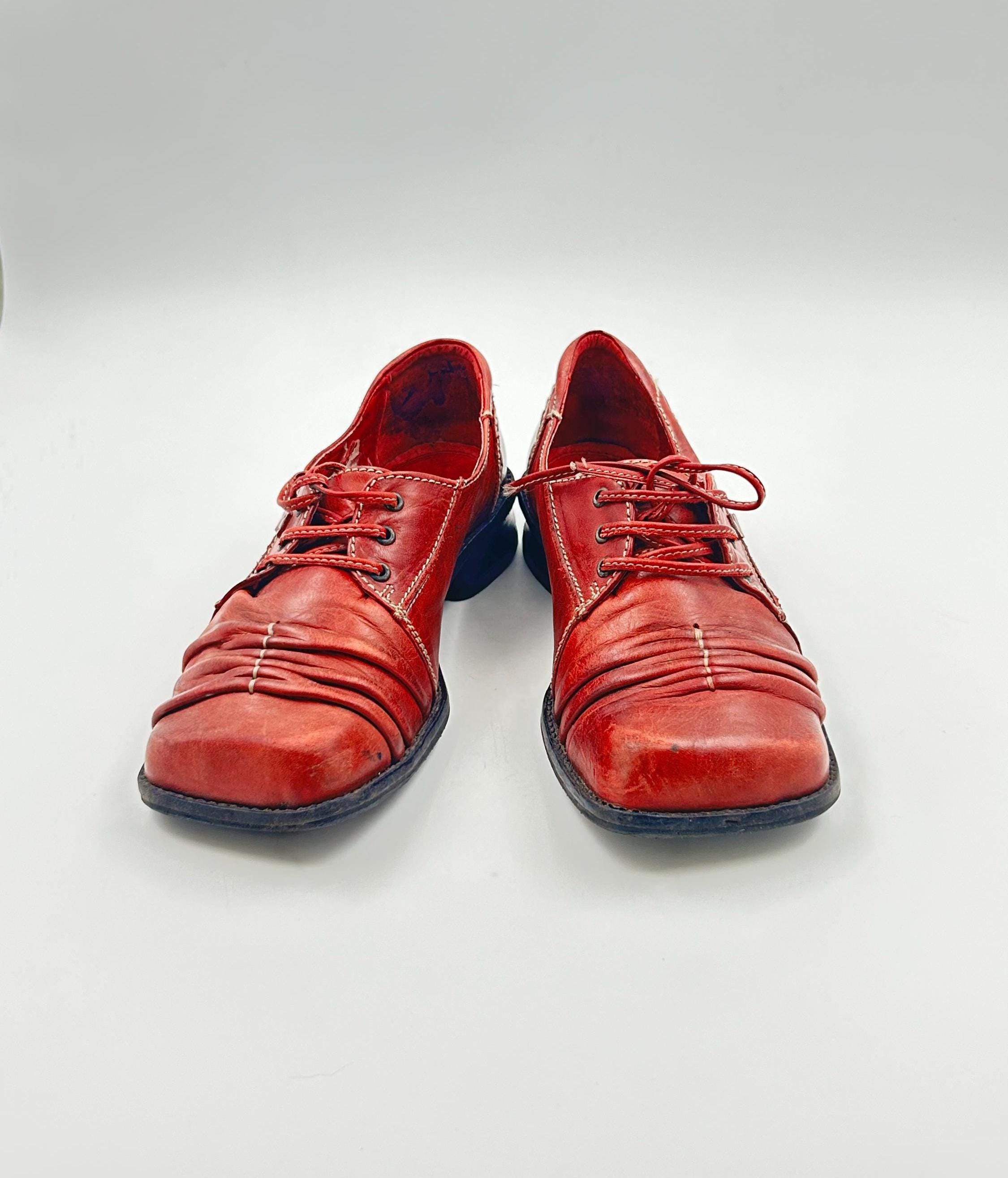 Vintage Brick Red Leather Oxford Shoes: Women display picture 2
