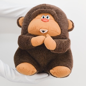Vintage Isma Monkey Plush Toy: Chubby Brown Stuffed Ape (11.3&quot;)
