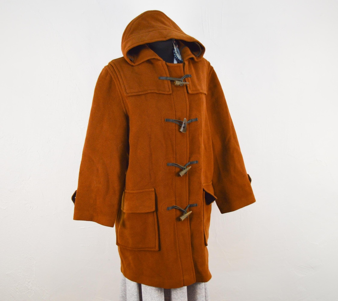 Vintage Burberry Wool Duffle Coat: Foxy Brown Horn Button Jacket - Etsy