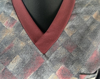 Vintage Mens Pyjama Set: Burgundy & Gray Cotton Loungewear, Made in Finland