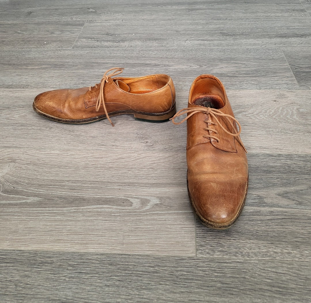 Vintage Leather Oxford Shoes: Cognac Brown Lace-up Dress  display picture 1