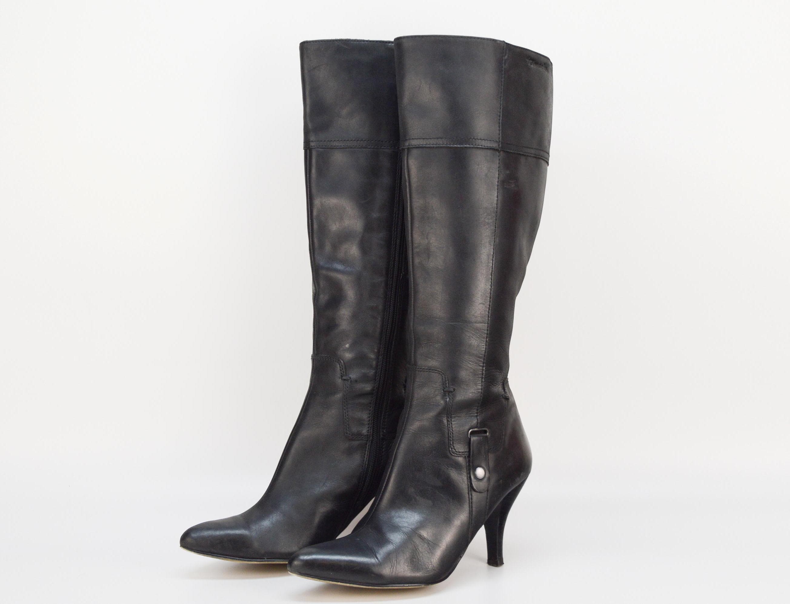 Bottes Montantes Vintage Lario En Cuir Véritable Marron Foncé - Taille 40 EU - Italie - Occasion Bon état
