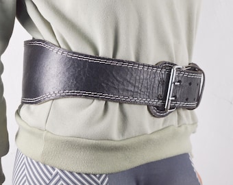 Ceinture d'haltérophilie en cuir noir vintage : ceinture de sport unisexe