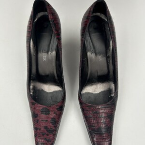 Vintage Marbled Purple Leather Pumps: Square Toe Croc Shoes 38 EU, Made in Italy image 4