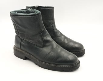 Bottes Mi-mollet Femme Cuir Daim Noir - Taille 6 - Doublure Fausse Fourrure - Target