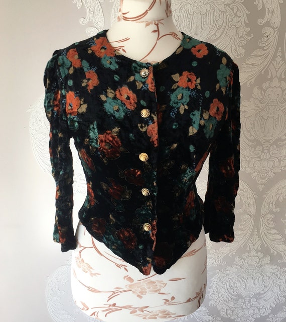 Vintage women floral retro blazer, floral cardigan, Made in West Germany