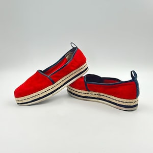 Vintage Furla Red Suede Espadrille Loafers - Made in Italy - EU 39