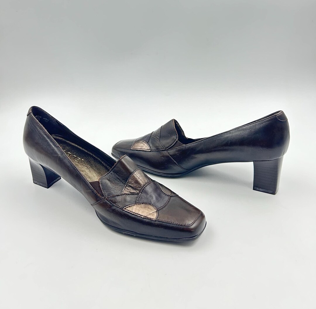 Vintage Women Brown Shoes 42 EU Large Size / Loafers With