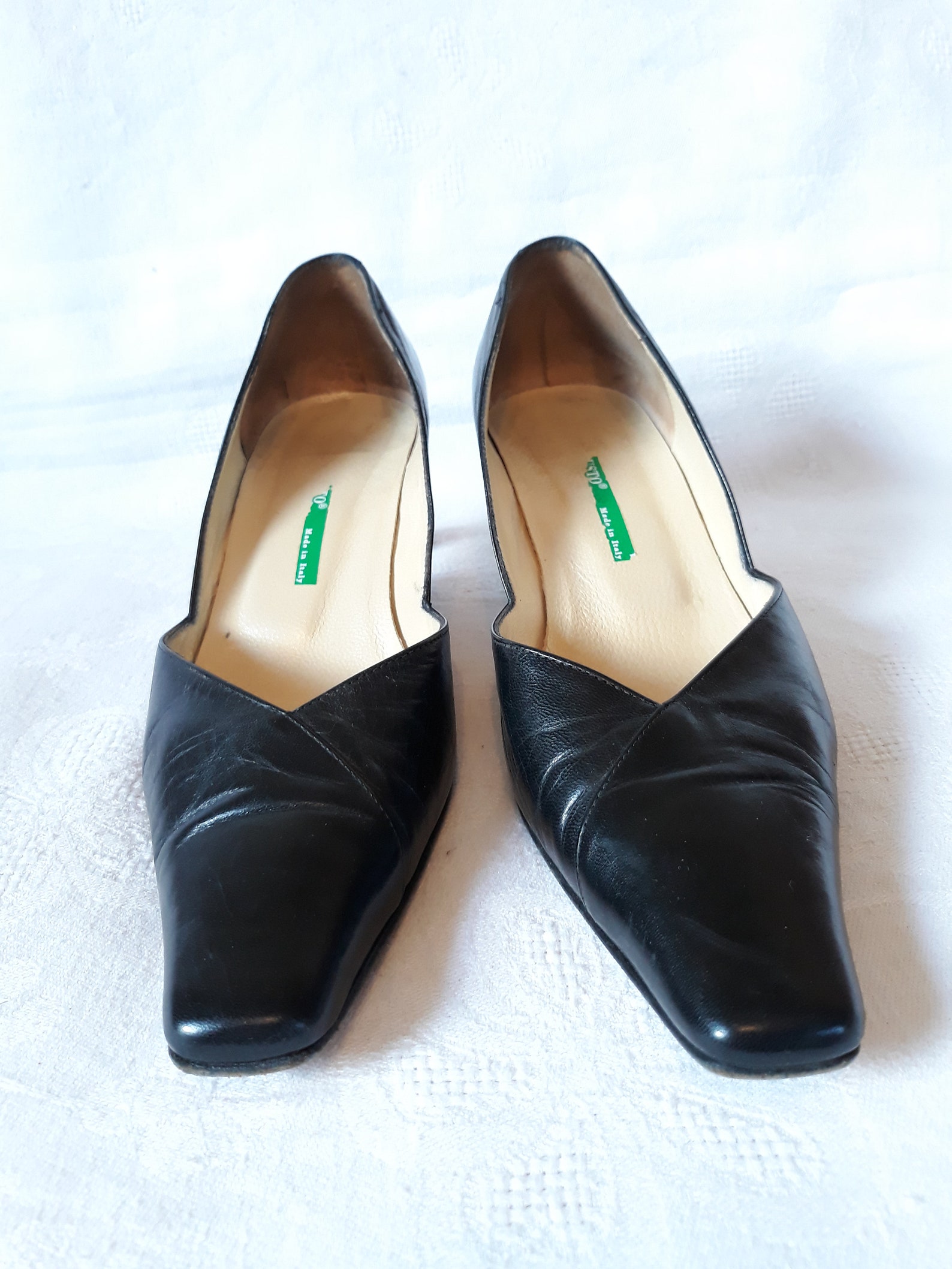 black heels with square toe