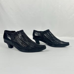 Vintage Woven Black Leather Huarache Loafers - Stephane Kelian Paris - Size 6.5 UK image 1