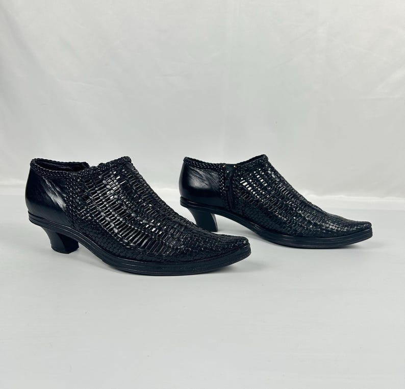 Vintage Woven Black Leather Huarache Loafers - Stephane Kelian Paris - Size 6.5 UK image 1
