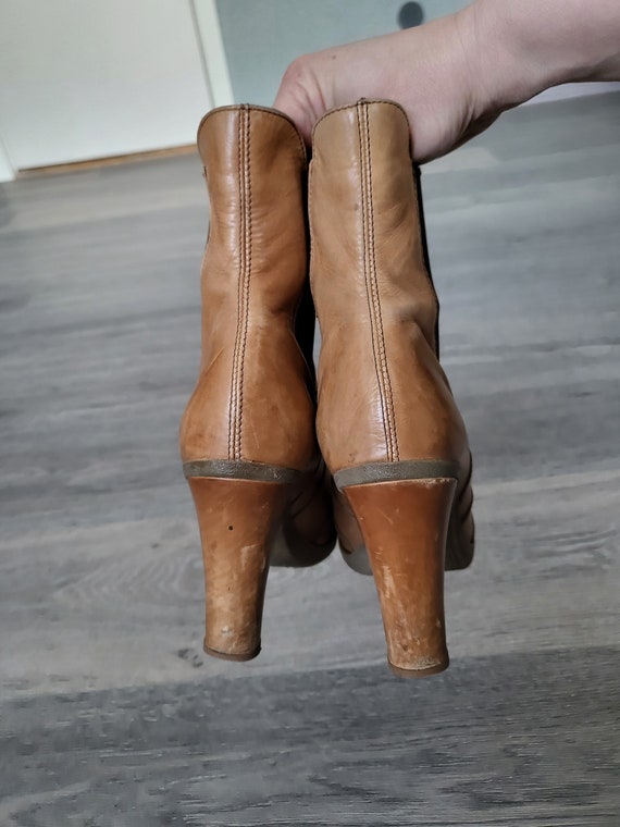vintage brown leather women ankle heeled wingtip … - image 7