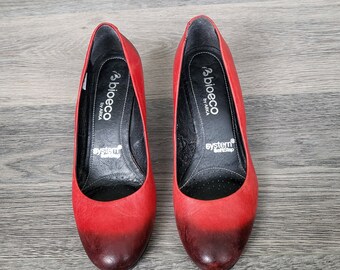 Zapatos vintage de mujer de piel con tacón de cuña rojo talla 37 UE  zapatos de plataforma moda europea