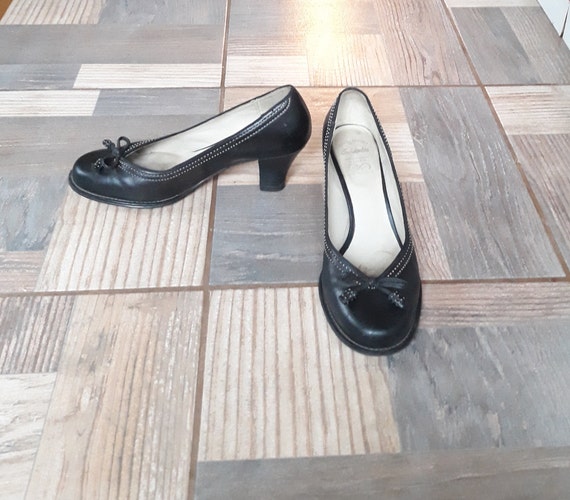 Vintage Black Shoes Leather Pumps Block Heels Women Clarks EU - Etsy