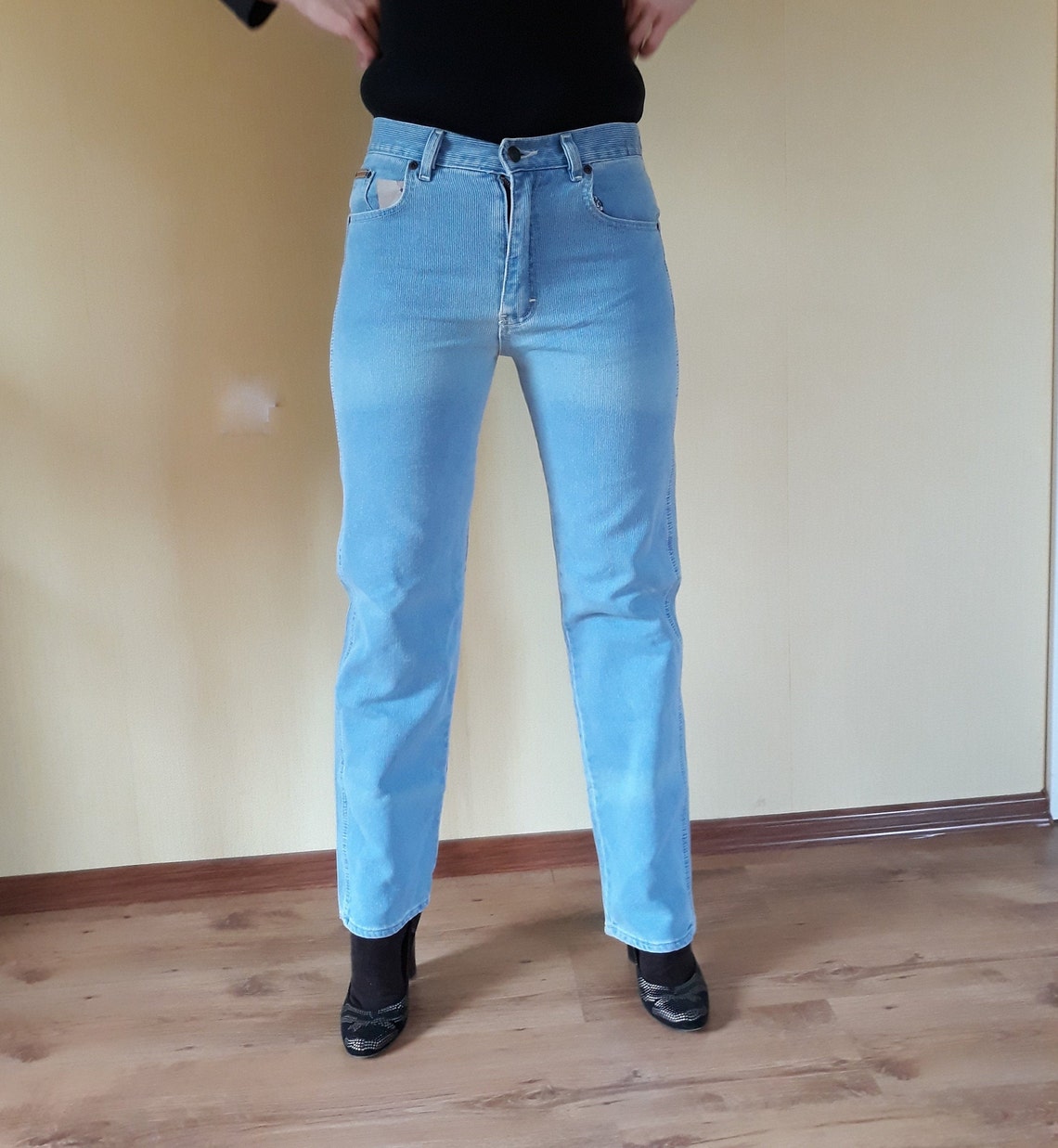 Vintage Women Blue Striped Wrangler Jeans High Waisted | Etsy