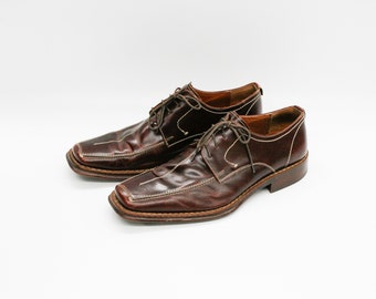 Vintage Alfani Dark Brown Leather Oxfords Mens 12M square toe Y2K lace up casual Alfani | Shoes | Vintage Alfani Dark Brown Leather Oxfords  main image 4