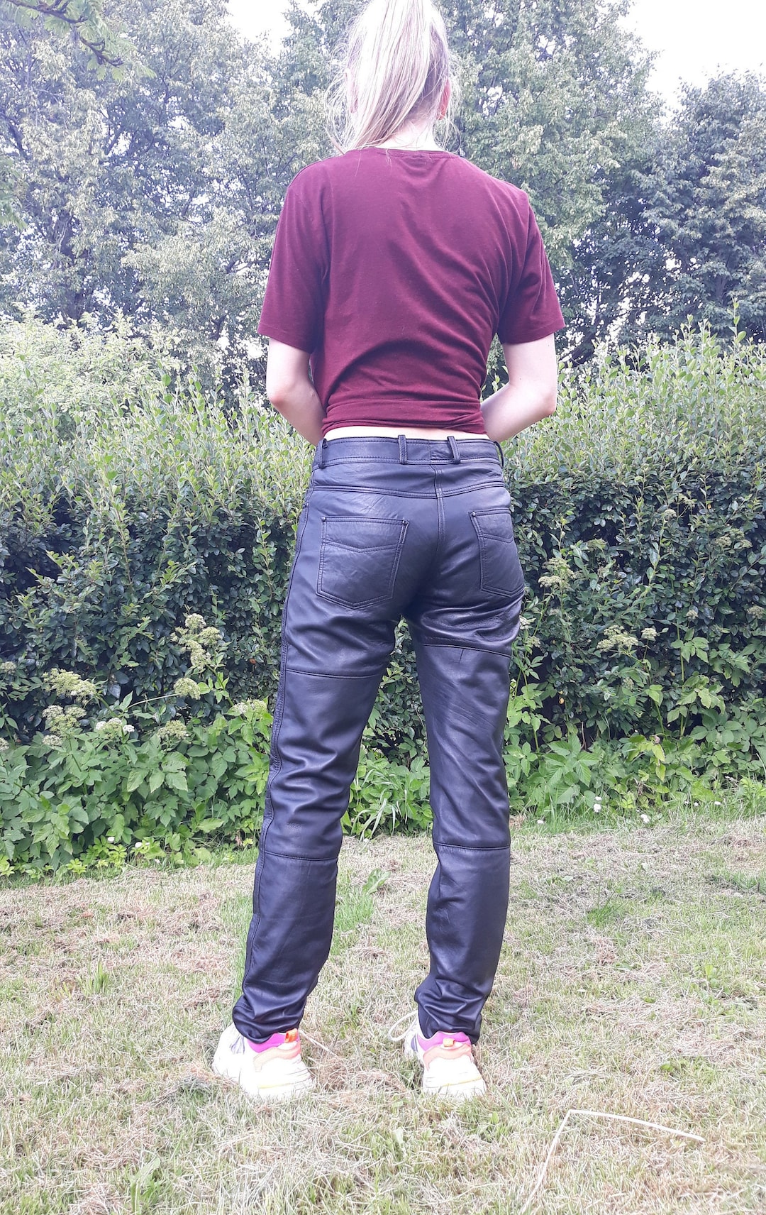 Vintage Black Leather Pants / Women Biker Moto Trousers Vintage Black Leather Pants / Women Biker Moto Trousers