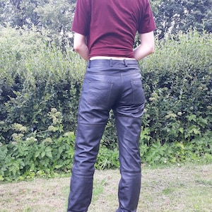 Vintage Black Leather Biker Pants - Women&#39;s Moto Trousers - Size S/M