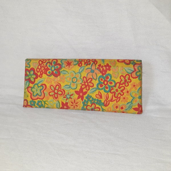 Vintage textiel bloemen glazen retro brillen geval flap sluiting kleine telefoon houder portemonnee oma geschenk accessoires rood groen vak Engeland