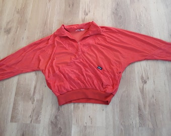 Vintage 80s unisex sweatshirt red dolman sweater italian sleeved slouchy jacket