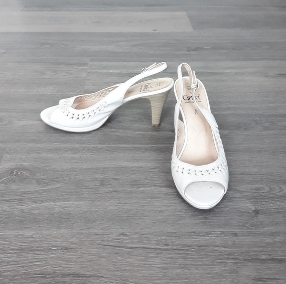 vintage leather white open toe sandals wedding sh… - image 1