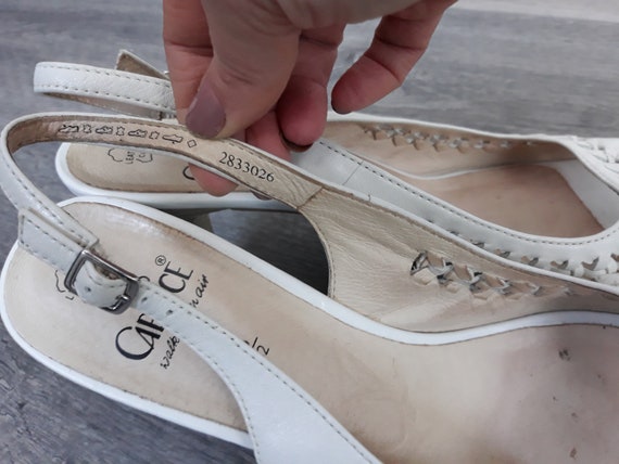 vintage leather white open toe sandals wedding sh… - image 9