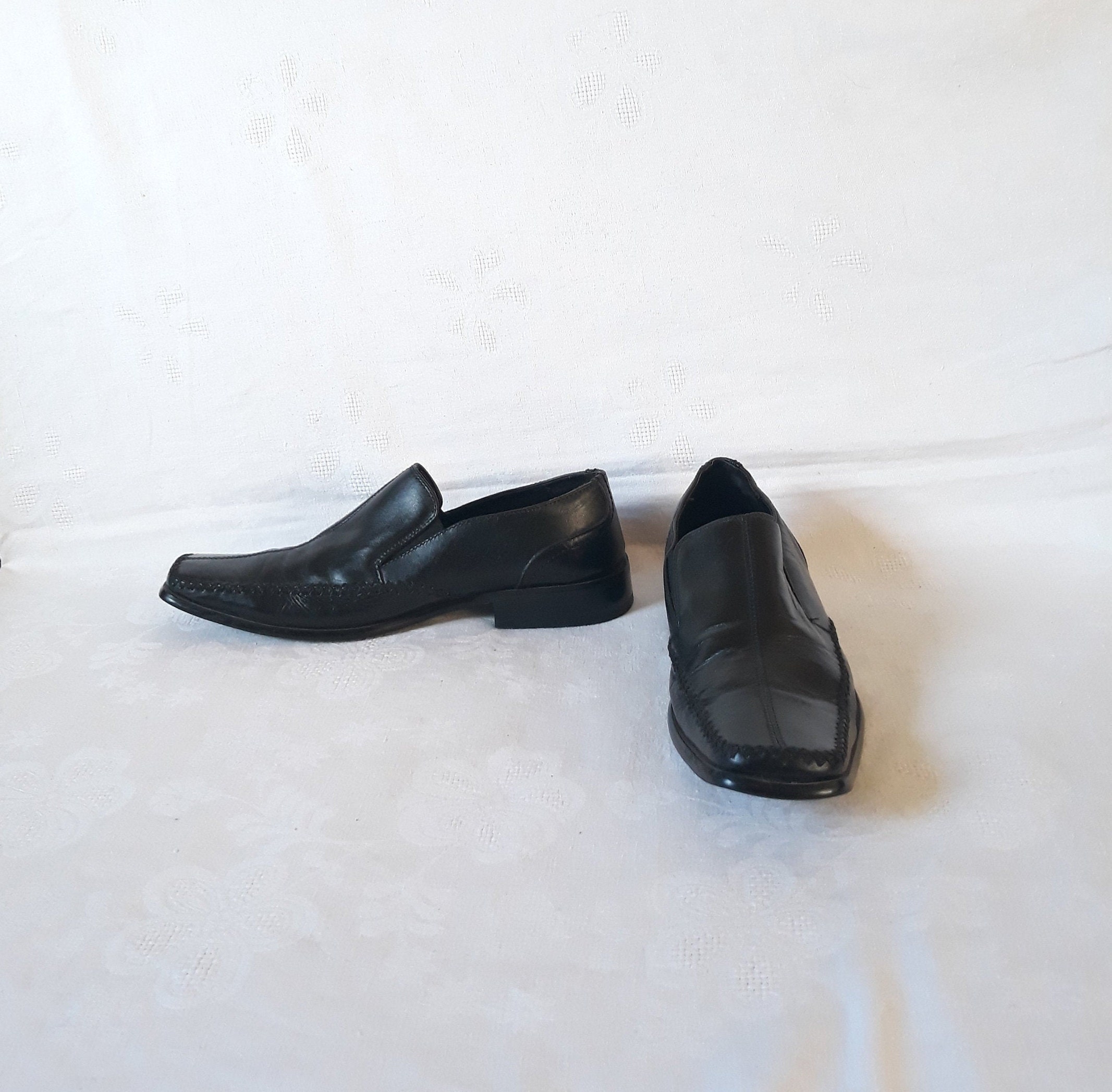 Mens Leather Look Slip Ons Black Colour Wedding Party Formal Shoes UK Sizes Mens Leather Look Slip Ons Black Colour Wedding Party Formal Shoes UK Sizes