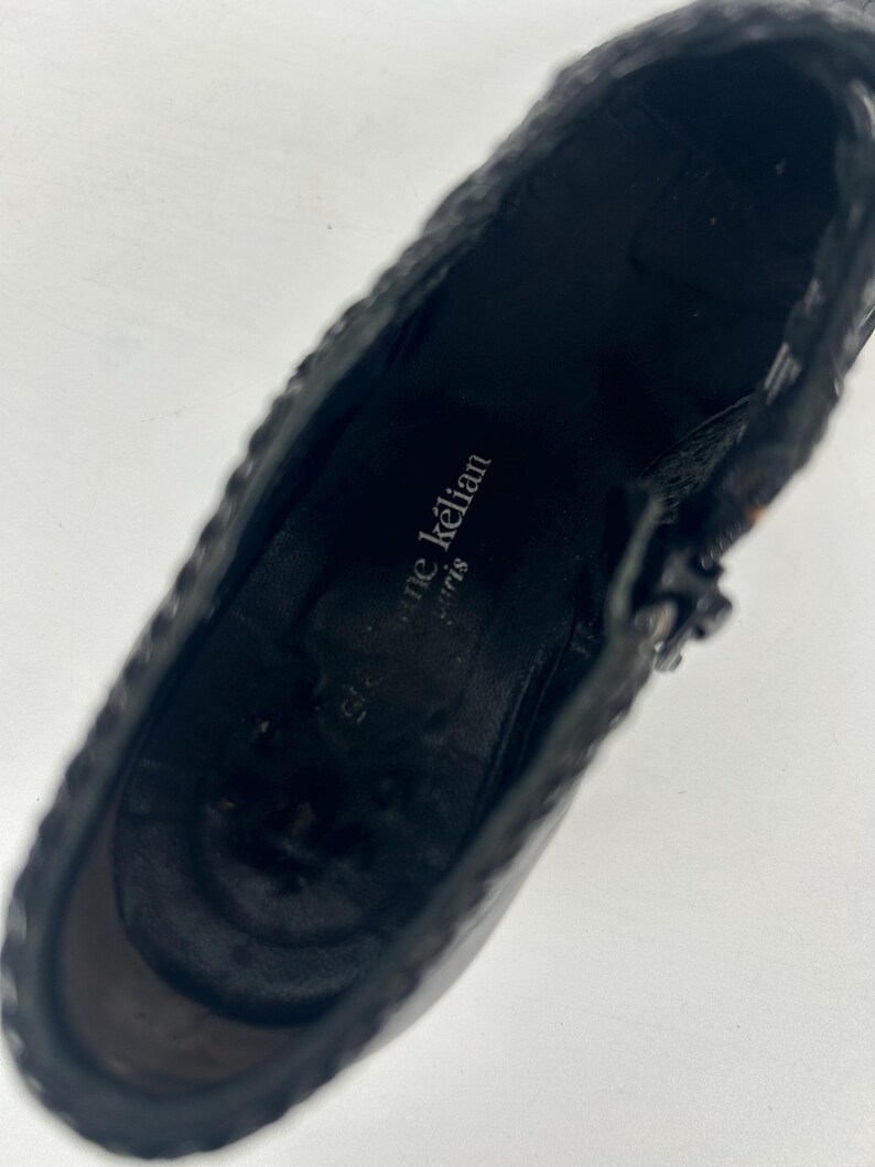 Vintage Woven Black Leather Huarache Loafers - Stephane Kelian Paris - Size 6.5 UK image 7