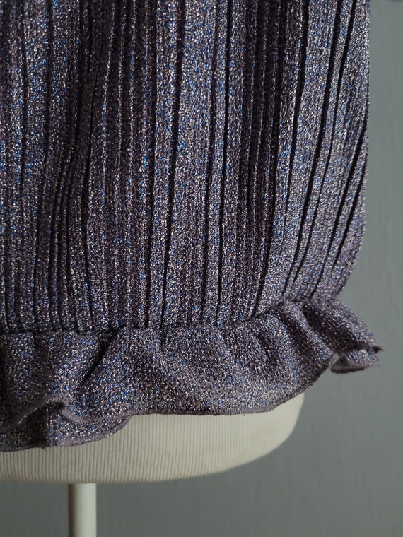 vintage lilac metallic top flounce short sleeve w… - image 4