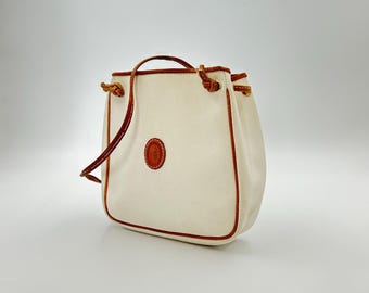 Vintage Luxury Leather Tote in White with brown | Small Shoulder Bag for Women | Made in Italy Purse