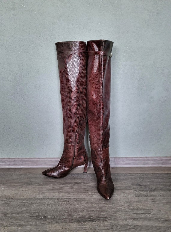 Maroon snakeskin boots new arrivals