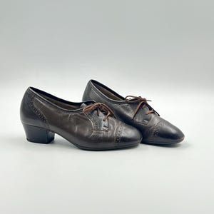 Vintage Brown Leather Brogue Shoes: European Oxford, Size EU 37