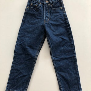 Vintage kids blue Jeans high waisted deadstock Unused denim pants classic 80s trousers
