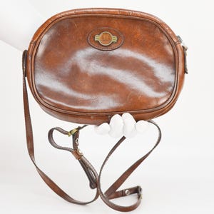 Vintage Leder Umhängetasche in Braun für Frauen | Drei Taschen - Schultertasche