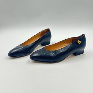 Vintage Black Leather Loafers - Italian Slip On Pumps EU 37.5