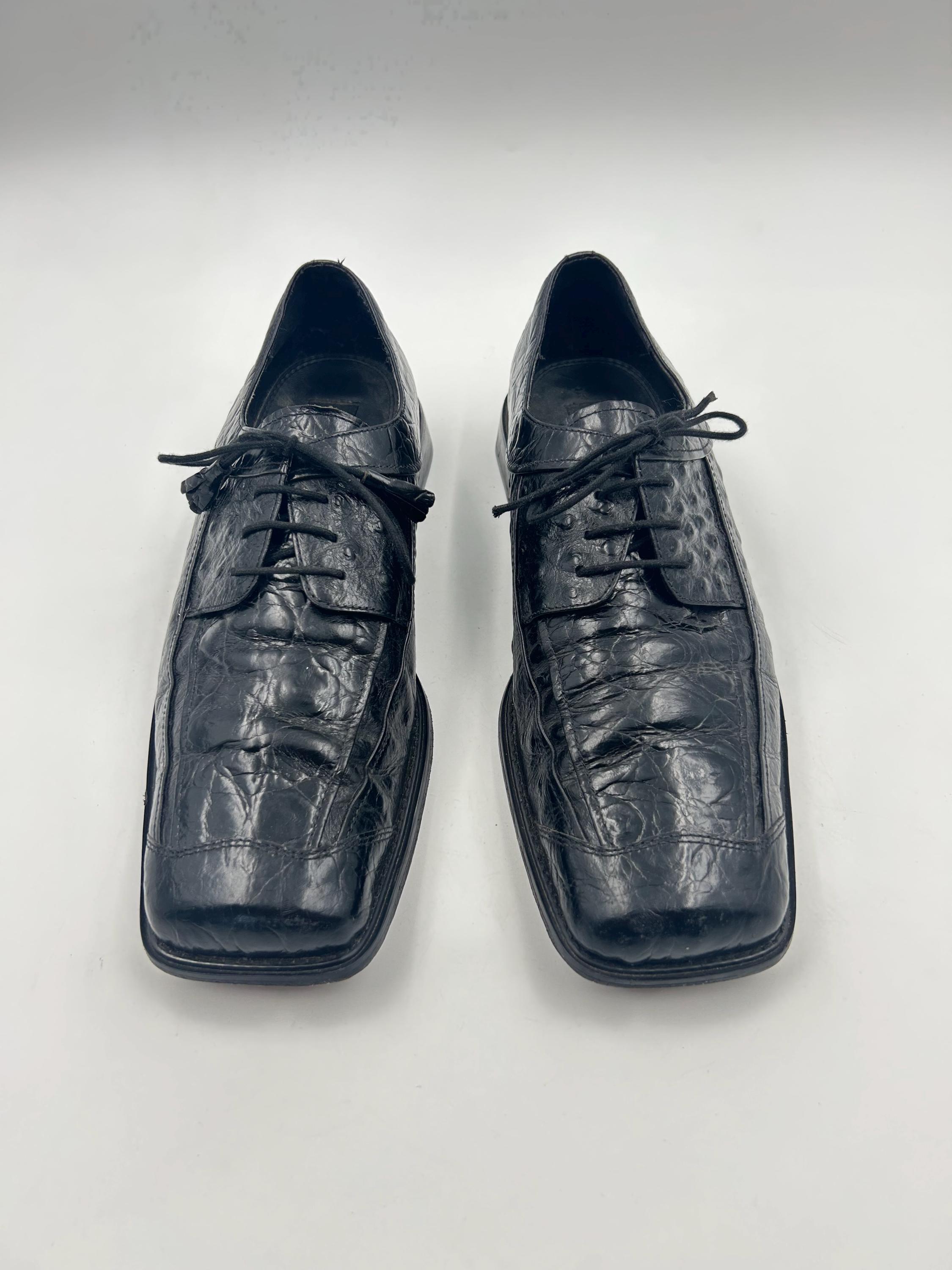 Giorgio Brutini Patent Leather Lace-up Shoes, Ostrich Detail 