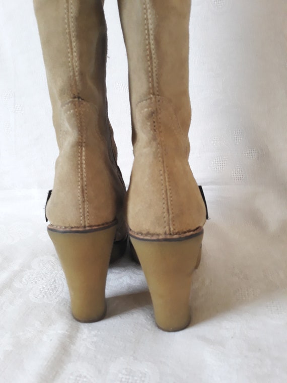 vintage beige PIERRE CARDIN knee boots suede leat… - image 6