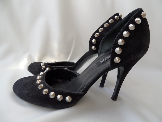 Vintage zwart lederen naaldhak vrouwen pumps gemaakt in Italië | Etsy België
