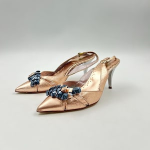 Vintage Italian Leather Slingback Stiletto Sandals - Size 37 EU / 6.5 US