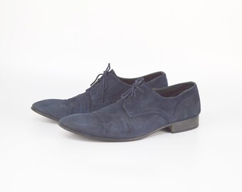 Chaussures Oxford vintage en daim à bout golf pour homme - Bleu nuit - Pointure 43 EU