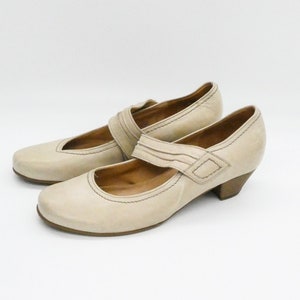Vintage Gabor Leather Mary Jane Pumps: Strappy Low Heel Shoes UK 6