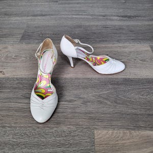 White Leather Stiletto Heel Sandals: EU 37 Ankle Strap Wedding Shoes