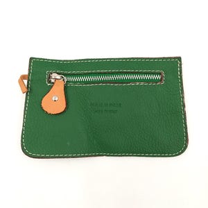 sac à main vert vintage en cuir véritable pochette portefeuille pour femmes italiennes vintage / accessoires fabriqués en Italie