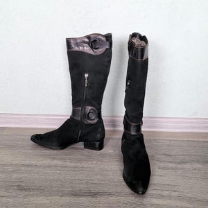 Vintage Black Suede Calf Boots: Baldinini Italian Winter Boots EU 36