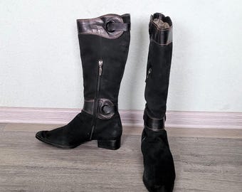 Vintage Black Suede Calf Boots: Baldinini Italian Winter Boots EU 36