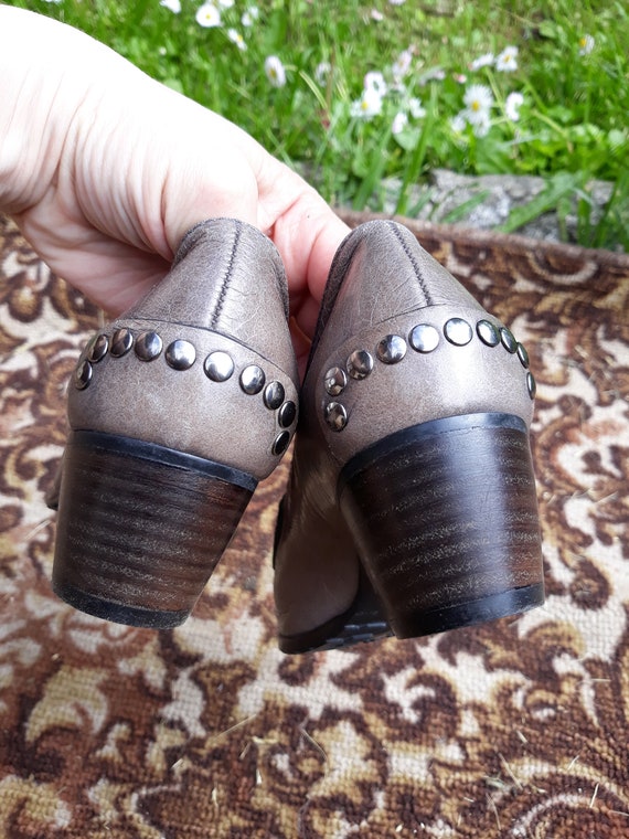 Vintage gray Leather shoes / German loafers with … - image 6