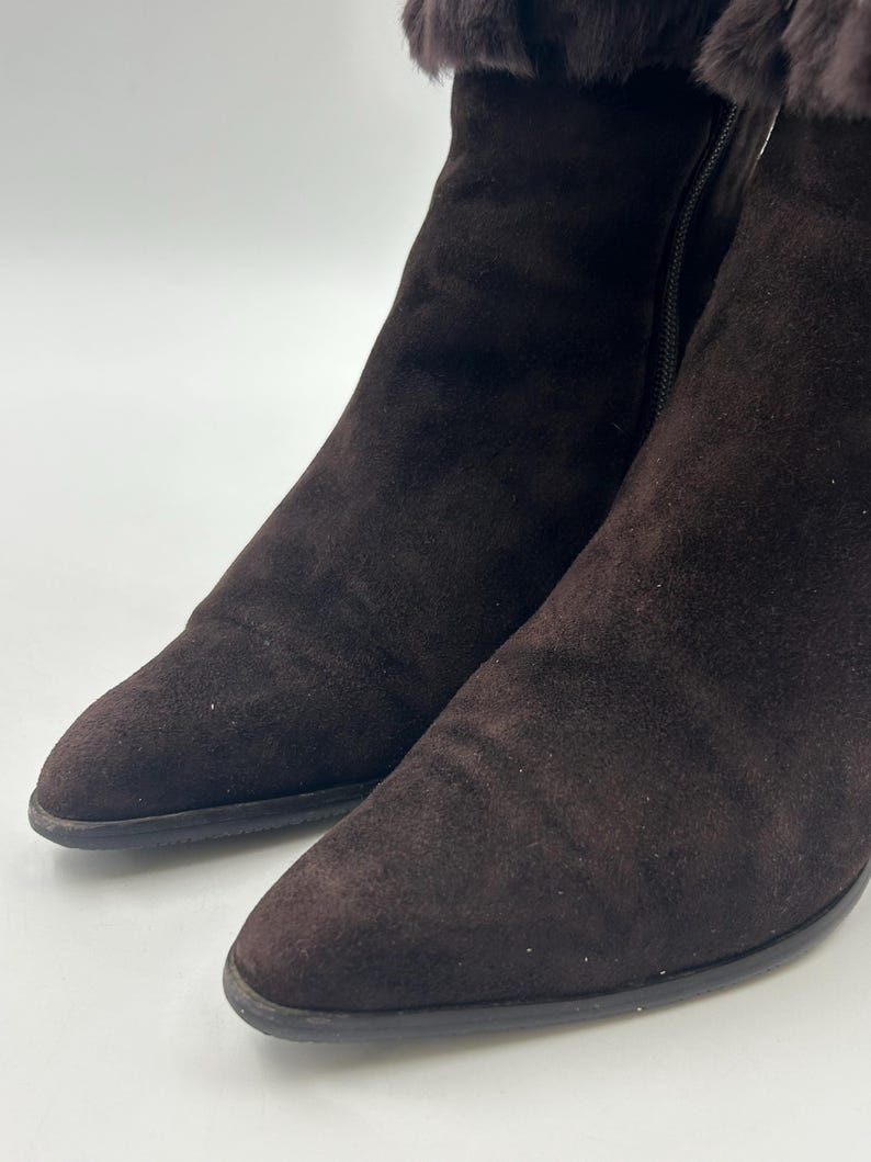 Vintage Brown Suede Calf Boots: Fringe Detail, Size 7US / 38EU image 3