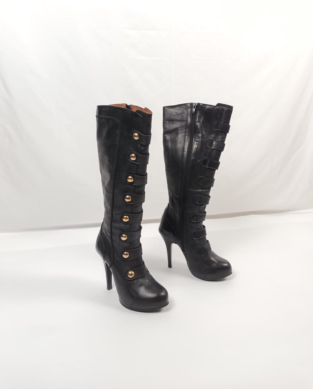 Pirate Costume Buckle Pirate Boots For Women Vintage Black